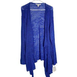 Emaline Woman Blue Lace Open Cardigan Wrap Duster sz 3X NWT